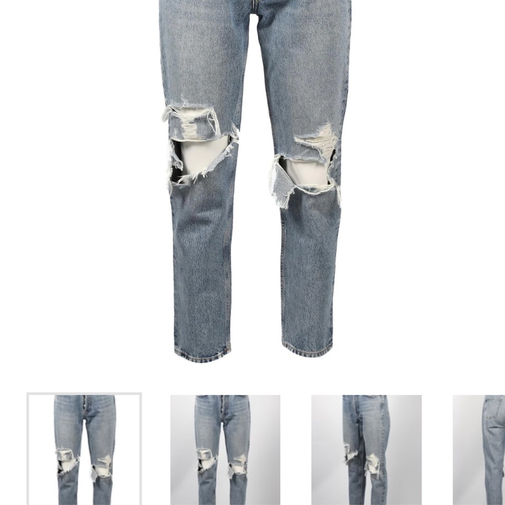 Agolde High Rise Blue Jeans Distressed Design